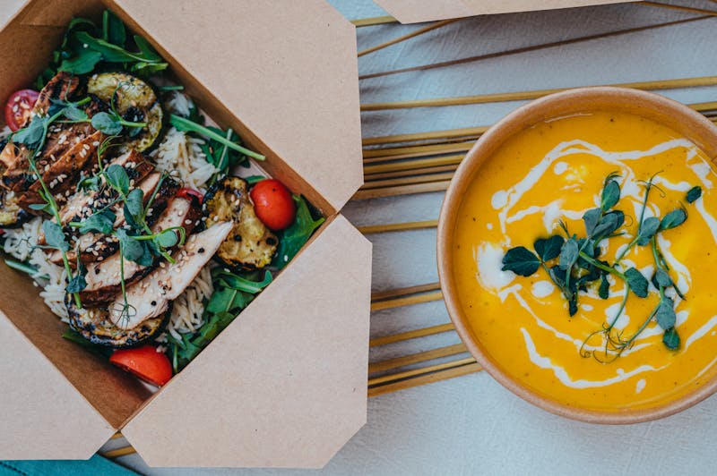 Grilled chicken power bowl with fresh toppings