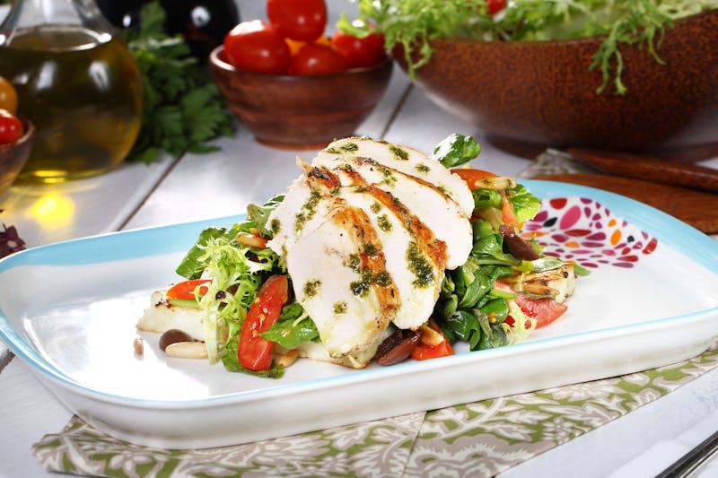 Grilled chicken tostada salad